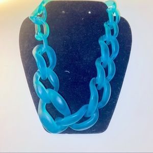 Blue semi transparent thick chain necklace
